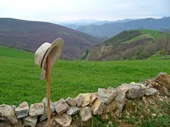 Stone wall on the Way of St. James in Spain
