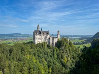 View of Neuschwanstein Castle from the Marienbrücke bridge