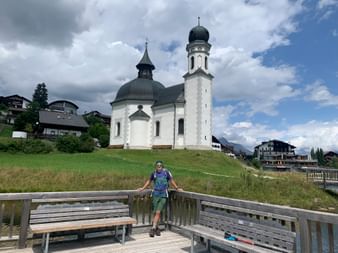 Peter Hahn in front of the church in Seefeld