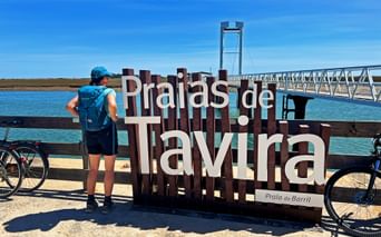 Beautiful view of the bridge of Ilha de Tavira in the Algarve