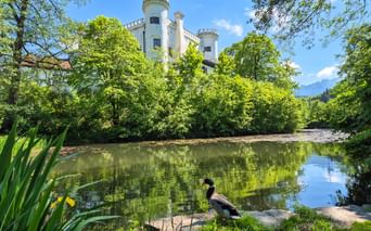 Pond in front of Marzoll Castle in Bad Reichenhall