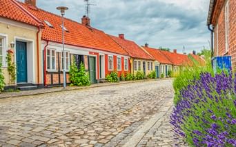 Colorful houses in Österlenleden