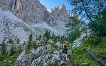Hiker in the Dolomites