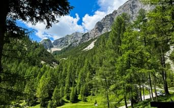 Beautiful view of the rock face in Kranjska Gora