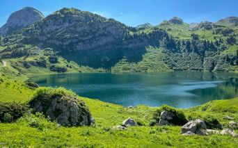 View of Lake Formarin and the mountain landscape