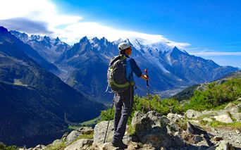 Hiking with view to Mont Blanc