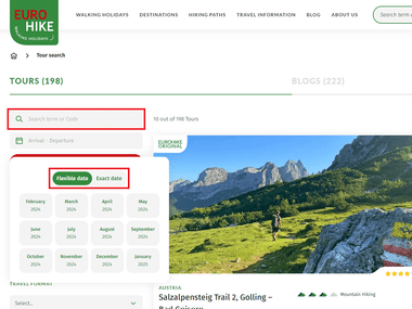 Search term and travel date in the search Search term and travel date in the search