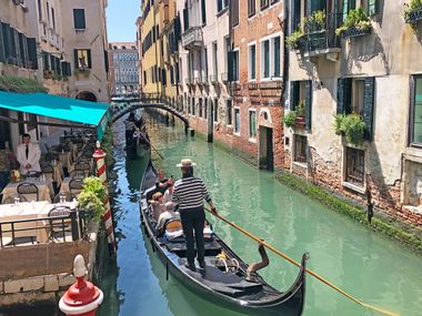 Fantastic view of the gondolas in Venice