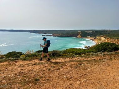 Hiker with a view at Praia do Zovial