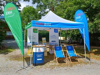 Outdoor booth with equipment
