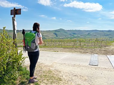 Verena with a view of the Langhe