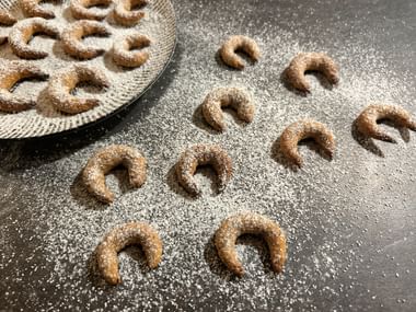 Freshly baked vanilla crescents