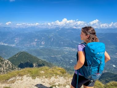 Hiker on Monte Roen in South Tyrol