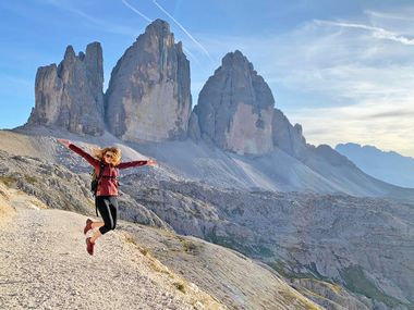 Elisabeth Buchegger hikes in the Dolomites