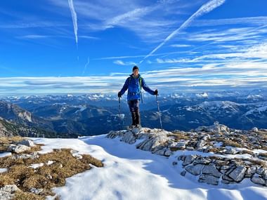 winter hiking mountain panorama