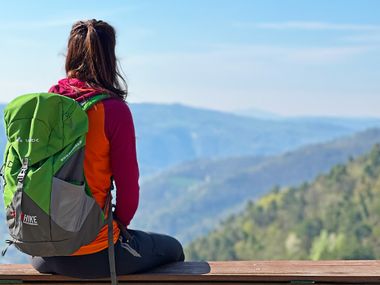 Hiker with panoramic view