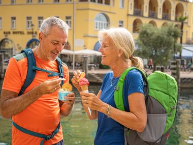 Ice cream break on a hiking holiday in Italy