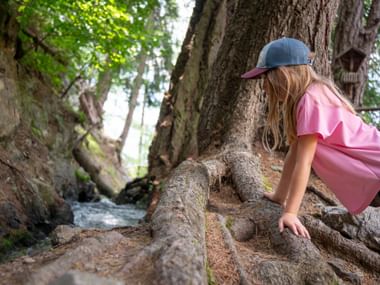 Girl on the Waalweg on tree roots