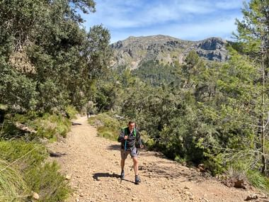Hikers on a hiking trail along the Spanish Way of St James