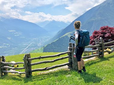 Hiker marvels at the vinschgau mountains