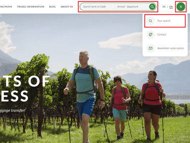 Eurobike tour search in the navigation bar Eurobike tour search in the navigation bar