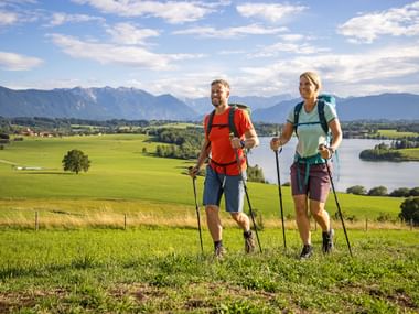 Hikers at Bavaria's lakes Hikers at Bavaria's lakes