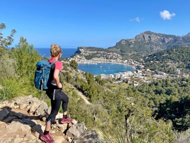 View of the beautiful town of Port de Sóller and the sea