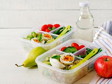 Healthy hiking snack in the lunch box