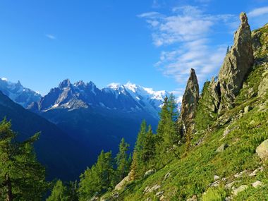 Berghang mit Blick auf den Mont Blanc