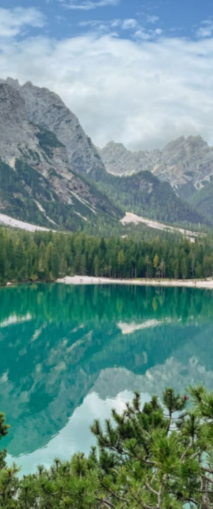 Mountain panorama at the Pragser Wildsee