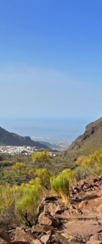 Hiker enjoys the view on the King´s Elevada - Santiago del Teide