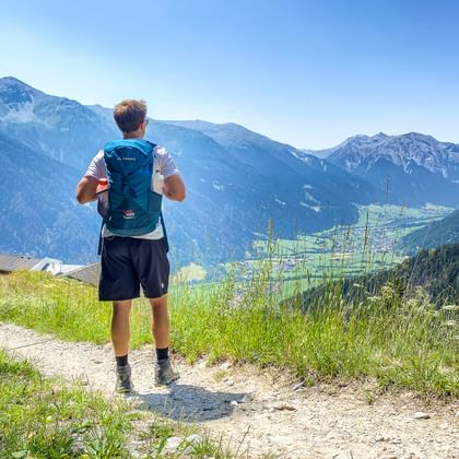 Hiker with a mountain view
