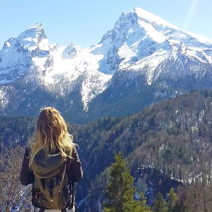 Elisabeth Buchegger while hiking in the mountains