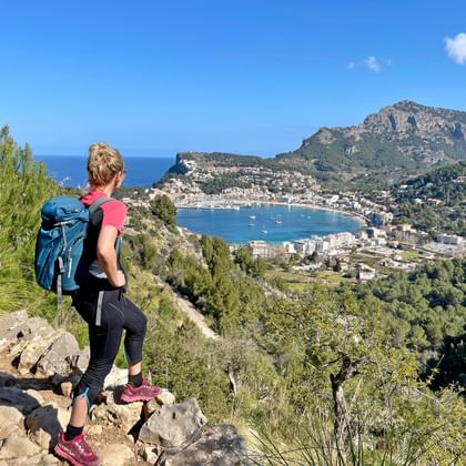 View of the beautiful town of Port de Sóller and the sea