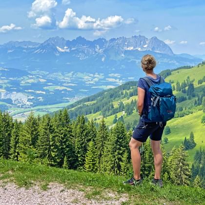 Hiker on the way to the Kitzbüheler Horn