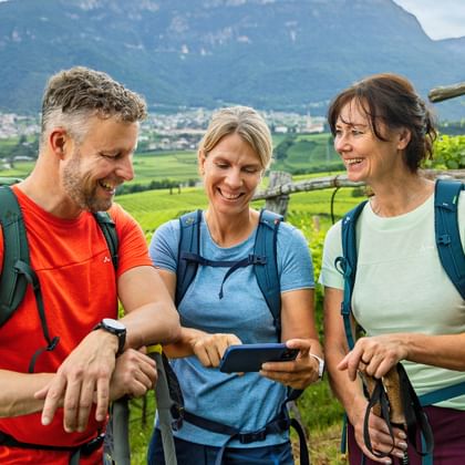 Route check for a group in the vineyards of Lake Kaltern