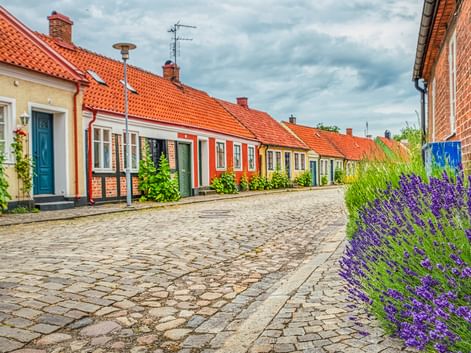 Colorful houses in Österlenleden