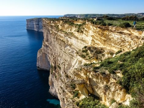 Steep coast with limestone cliffs on Malta