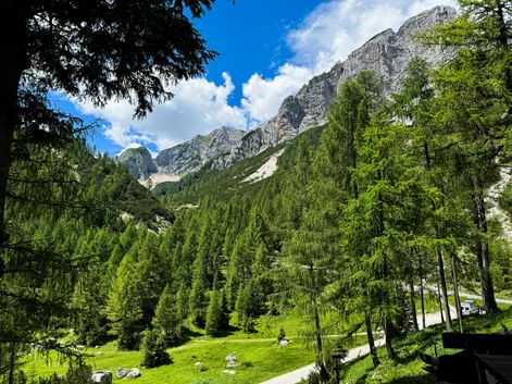 Beautiful view of the rock face in Kranjska Gora