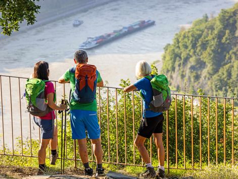 Wanderer mit Aussicht auf den Rhein