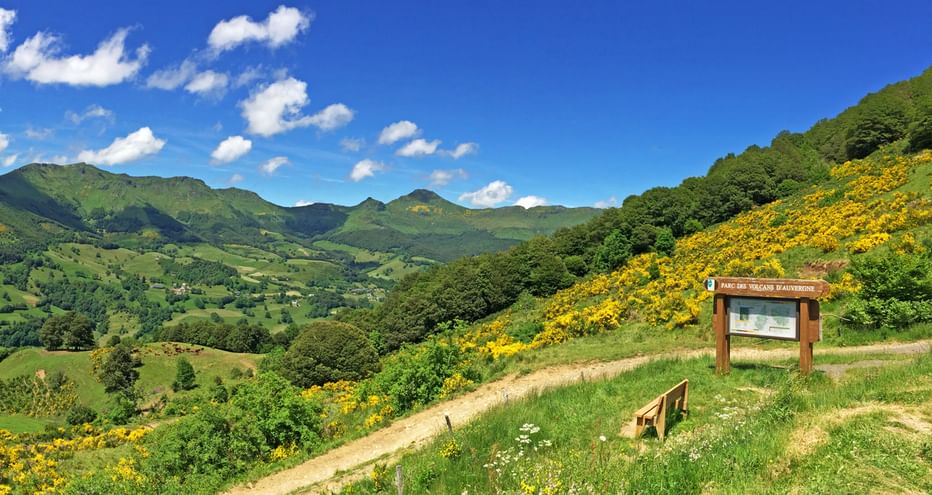 Hiking trail through the hilly landscape