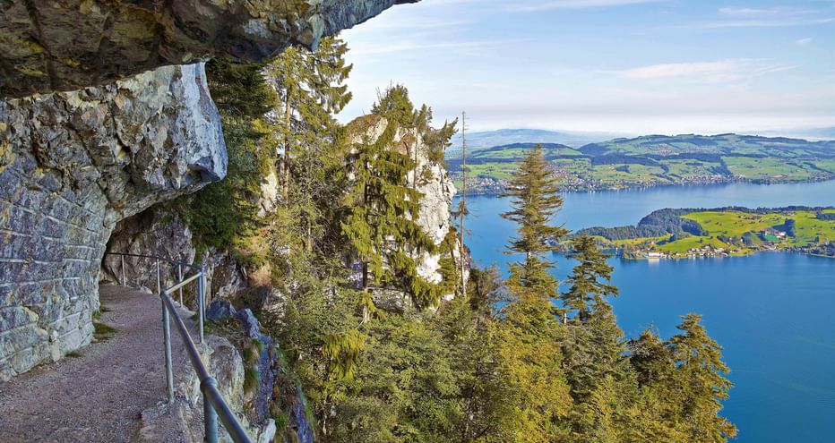 Rock path Bürgenstock above Lake Lucerne