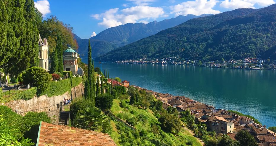 View of the idyllic village of Morcote in Ticino