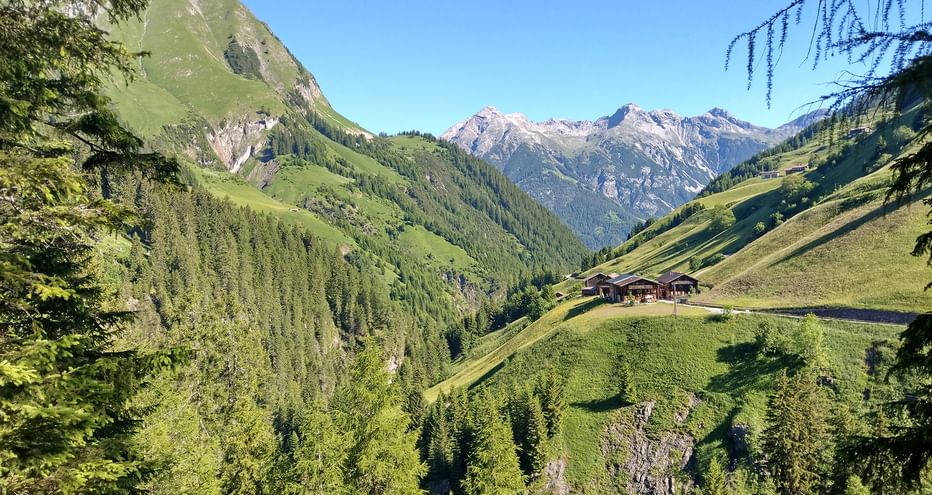 Aussicht auf die Hütten in Steeg im Inntal