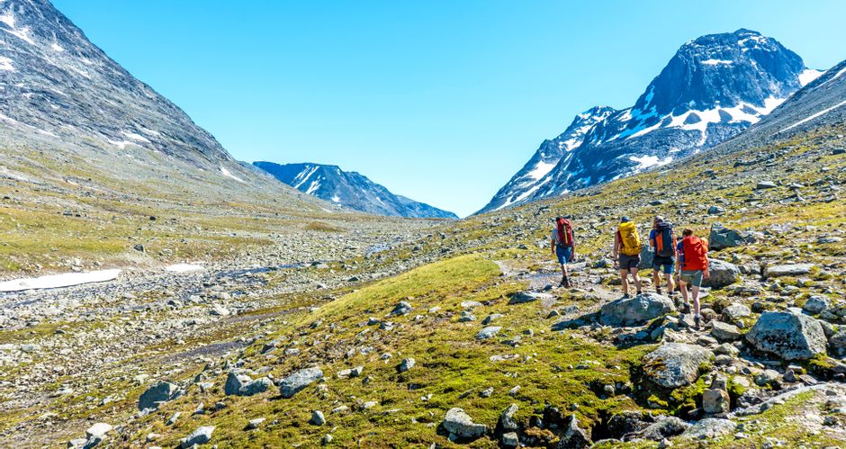 Hikers in the Svartdalen Valley National Park