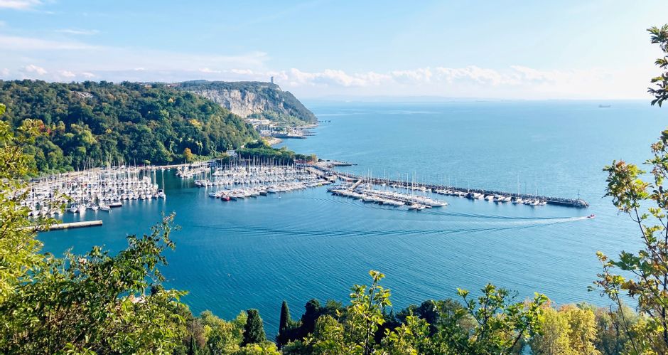 View of a harbour on the Rilke hiking trail in Friuli Venezia Giulia
